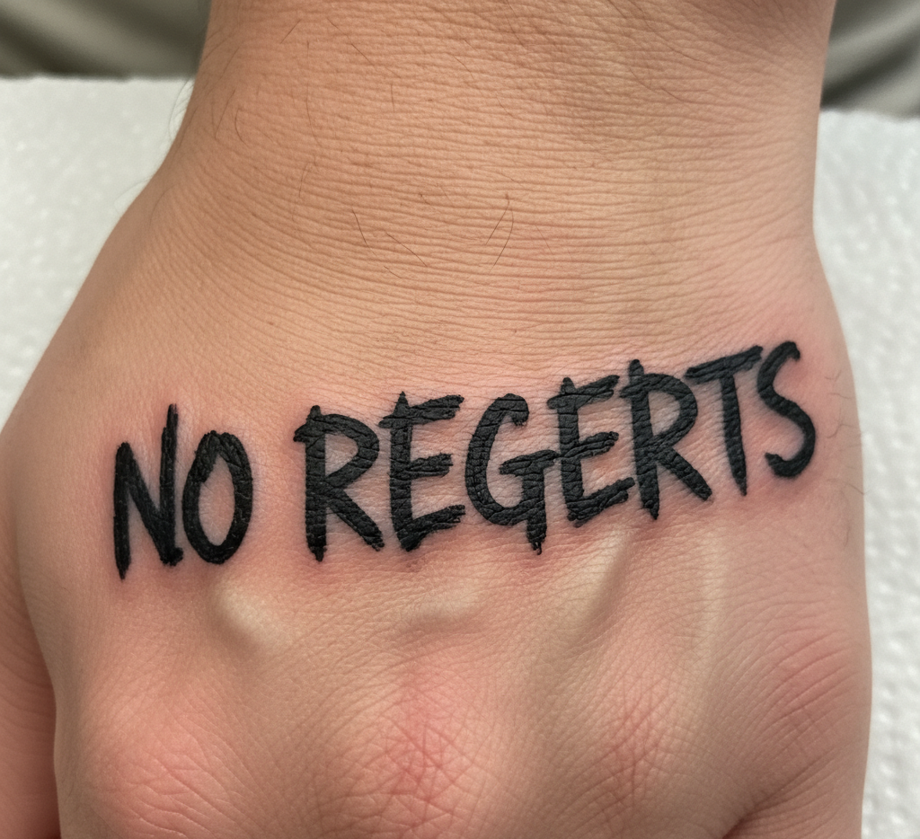 No regerts tattoo!