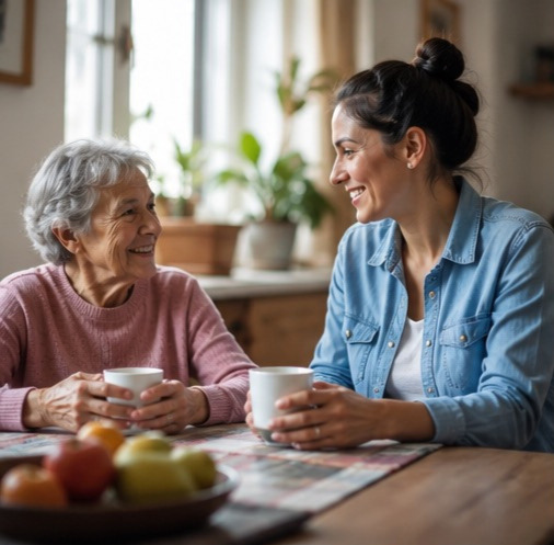 Visit with a senior citizen.